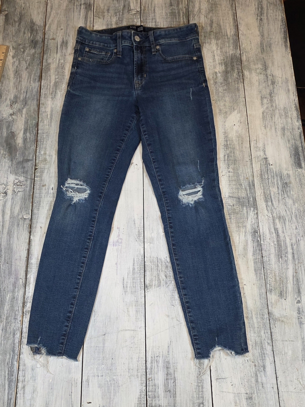 GAP Women's Dark Wash Ripped High-Rise Skinny Legging Jeans sz 6/28